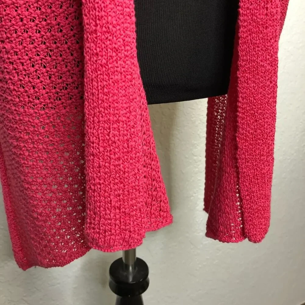 Chico’s bright pink lightweight knit wrap sweater size Small / Medium S/M NWT
